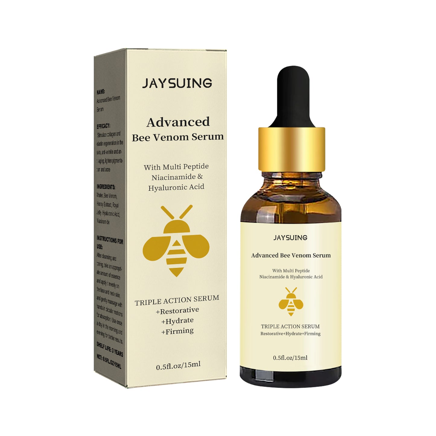 Jaysuing Bee Venom Essence, Reduces Lines Repair Dull Moisturizing Firming Skin Essence