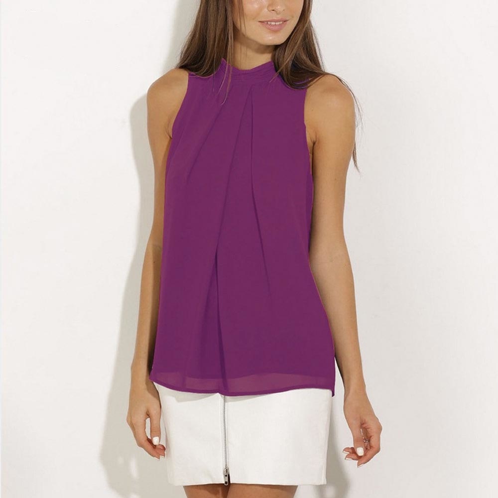 Halter Sleeveless Chiffon Blouse Shirt Womens Tops and Blouses Ladies Tops Blusas Mujer Blusa Feminina Plus Size Women Shirts