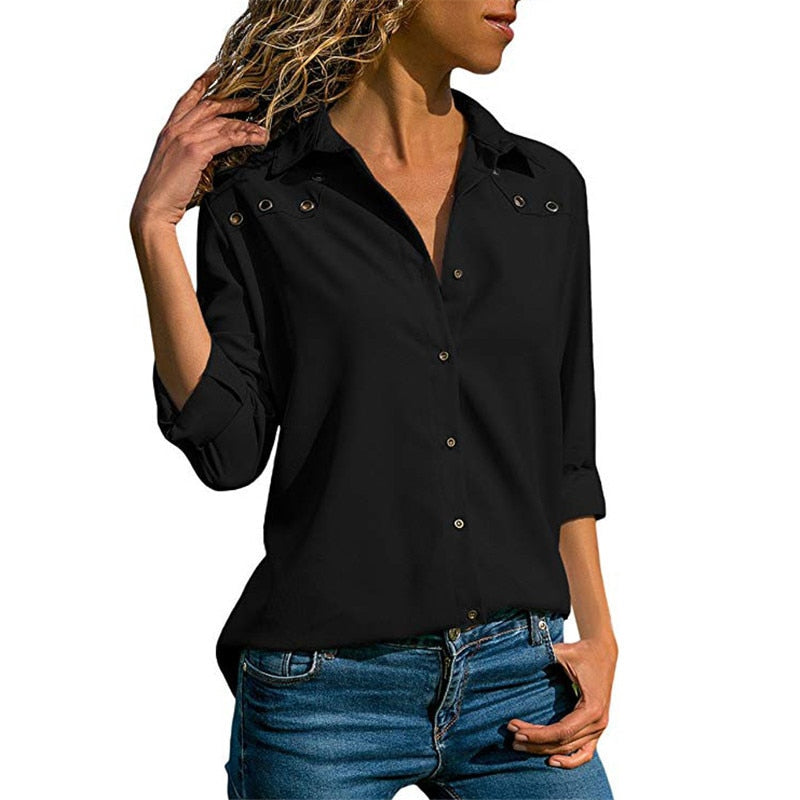 Women Tops Blouses Autumn Elegant Long Sleeve Blouse Shirt Turn Down Collar Chiffon Blouse Office Shirts Blusas Camisa