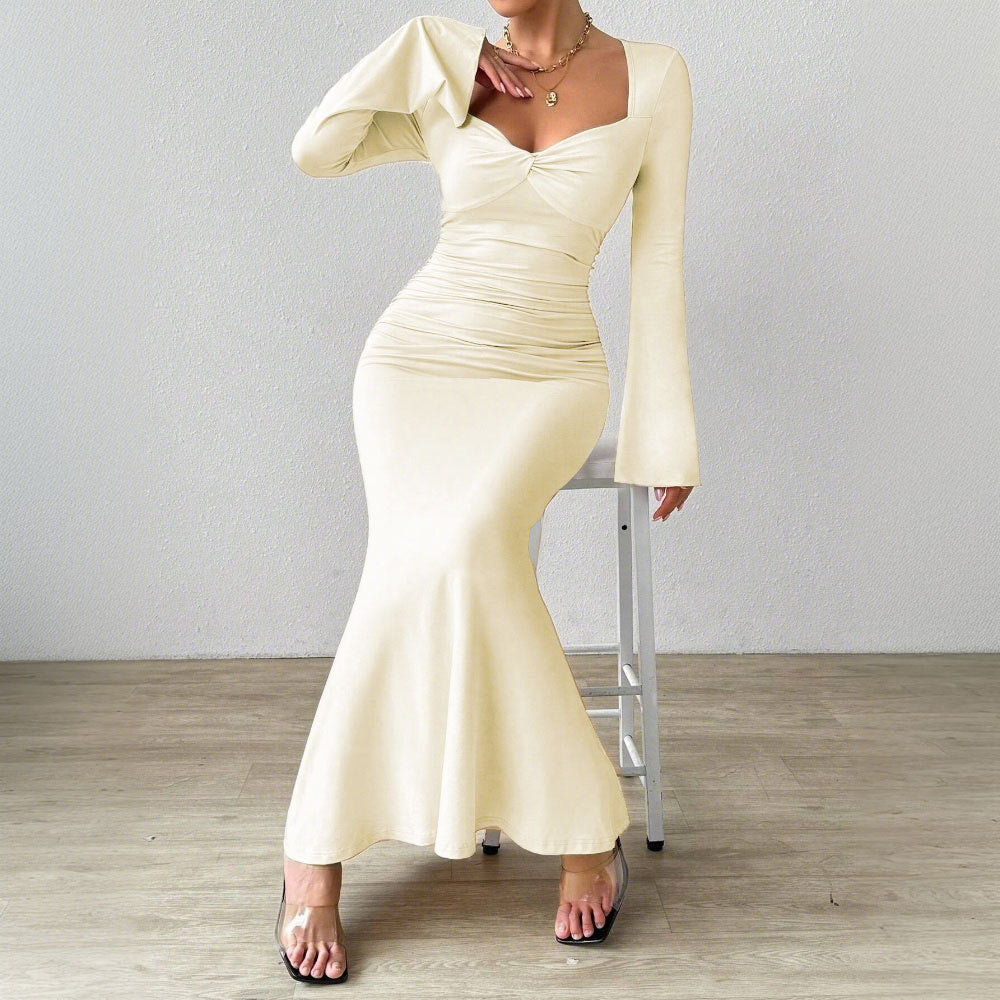 Women's high cold imperial style dress with a high-end feel long skirt