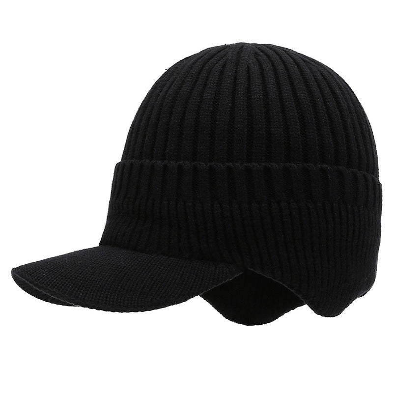 Hats Men's Autumn and Winter Woolen Hats Plush Thickened Knit Hats Korean Fashion Earmuffs Headcap Cold proof Warm Cap