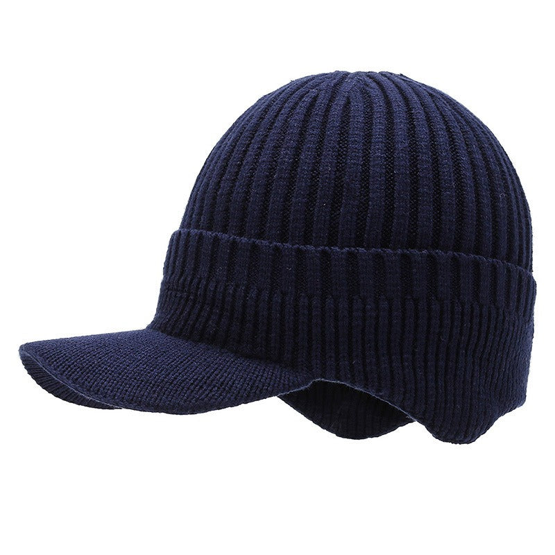 Hats Men's Autumn and Winter Woolen Hats Plush Thickened Knit Hats Korean Fashion Earmuffs Headcap Cold proof Warm Cap