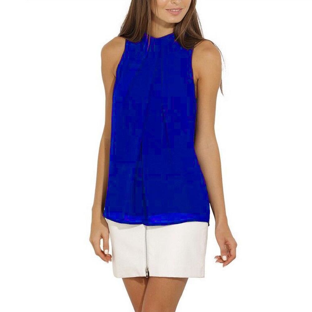 Halter Sleeveless Chiffon Blouse Shirt Womens Tops and Blouses Ladies Tops Blusas Mujer Blusa Feminina Plus Size Women Shirts