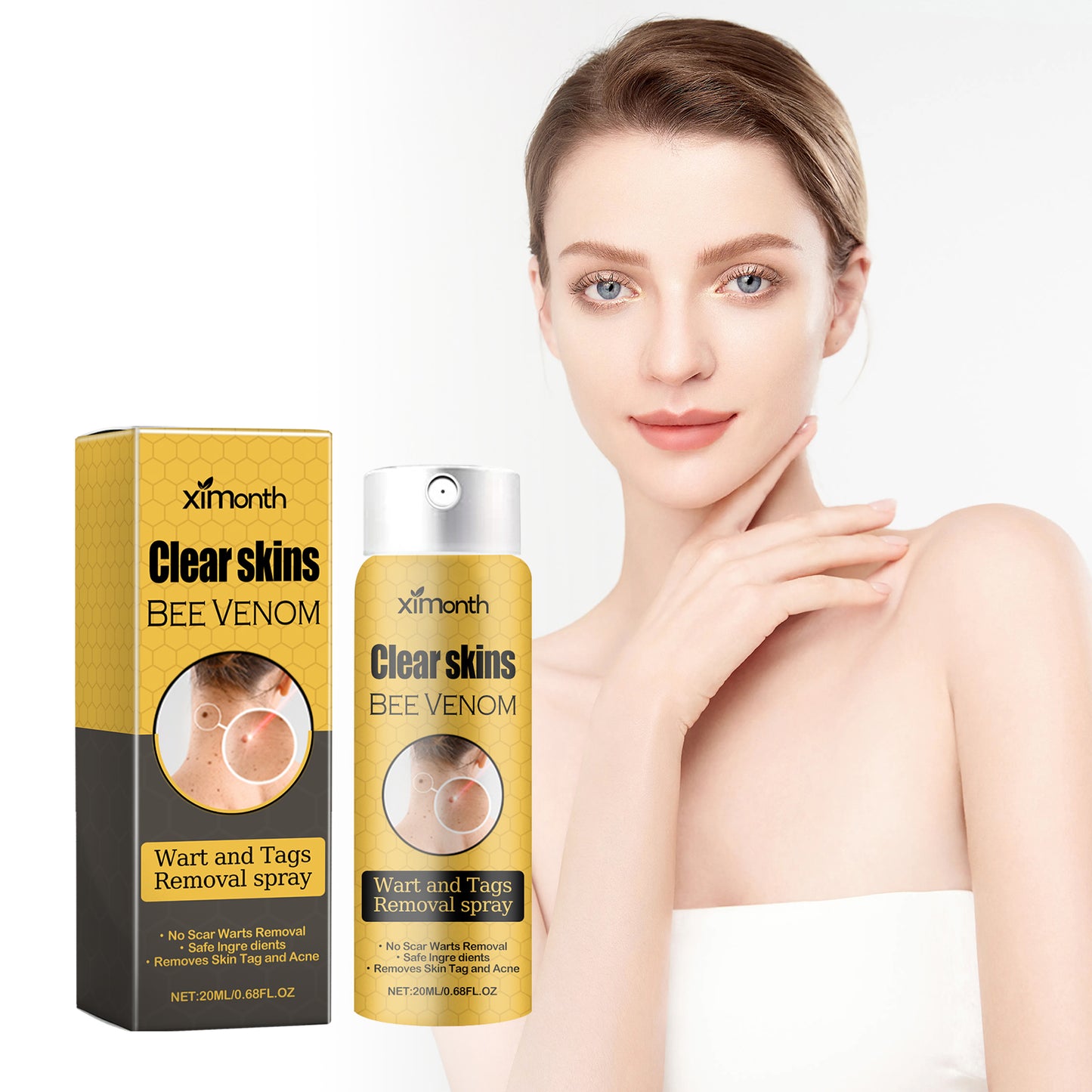 Ximonth Wart And Tags Removal Spray, Cleanse And Fade Body Moles Smooth Skin Repair Spray