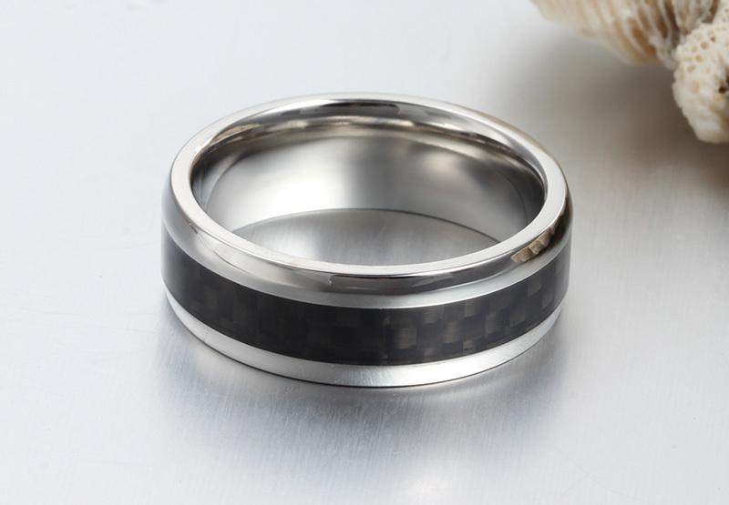 Vnox men ring carbon fiber jewelry