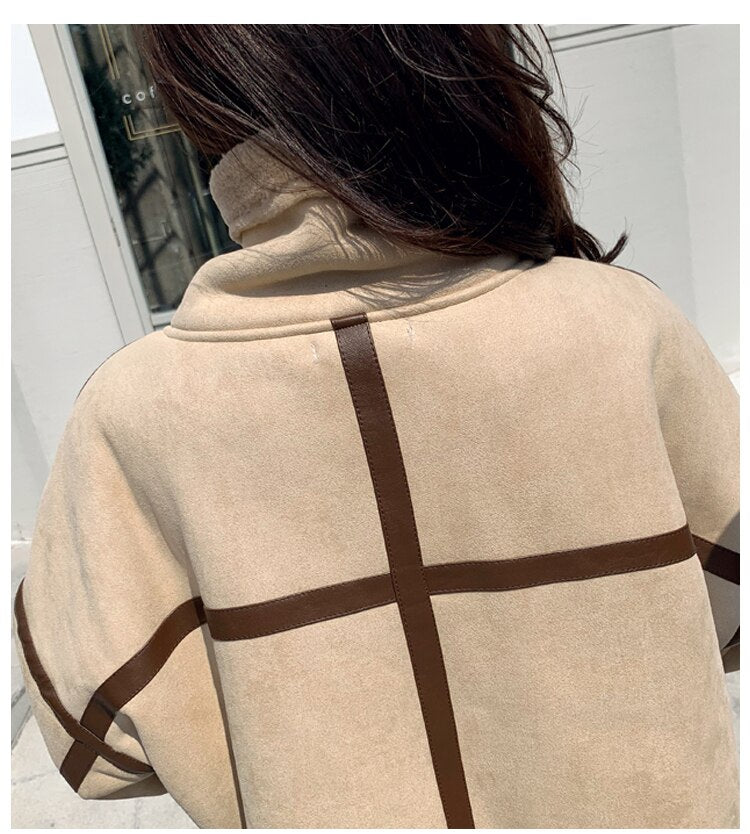 Fashion Deerskin Plush Cashmere Coat Women Clothing Autumn Winter Short Jackets Korean Lamb Hair Wool Coats Girls Tops