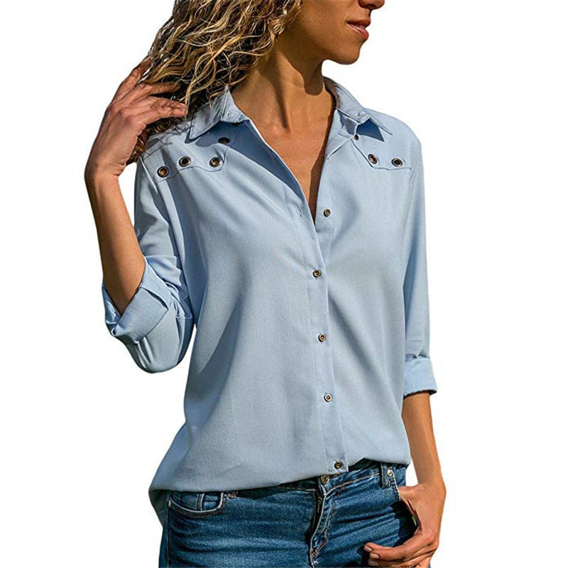 Women Tops Blouses Autumn Elegant Long Sleeve Blouse Shirt Turn Down Collar Chiffon Blouse Office Shirts Blusas Camisa