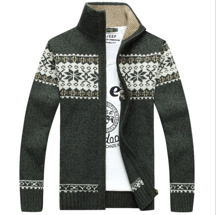 Autumn Winter Men's Sweater Coat Jackets Men Zipper Knitted Thick Coat Warm Casual Knitwear Cardigan