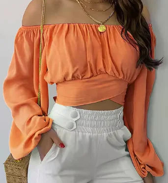 Women's Off Shoulder Blouses w/ printed assortment