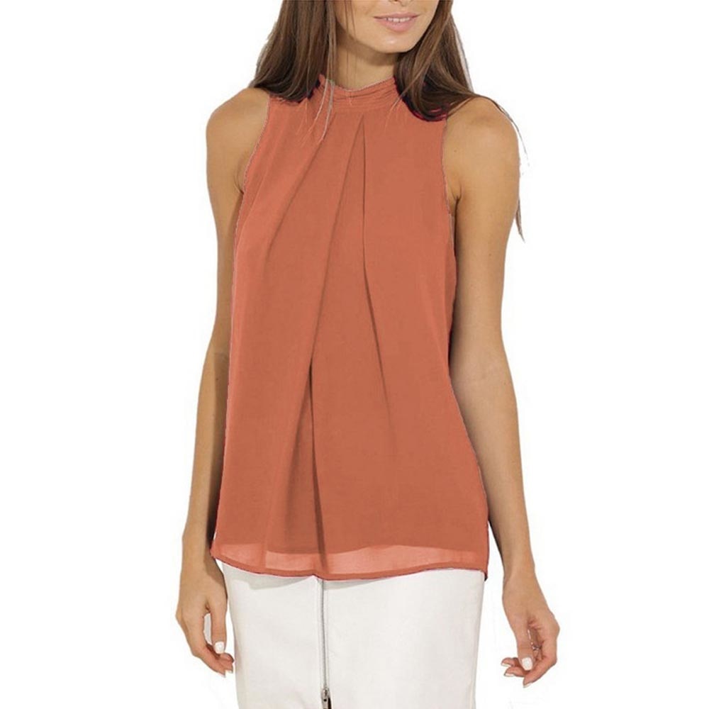 Halter Sleeveless Chiffon Blouse Shirt Womens Tops and Blouses Ladies Tops Blusas Mujer Blusa Feminina Plus Size Women Shirts