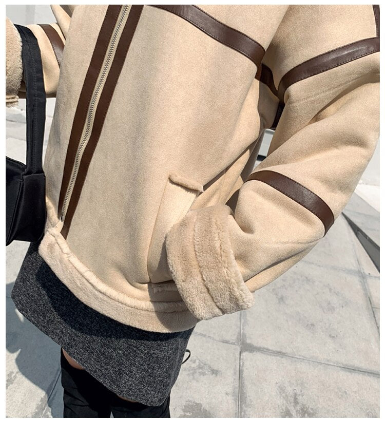 Fashion Deerskin Plush Cashmere Coat Women Clothing Autumn Winter Short Jackets Korean Lamb Hair Wool Coats Girls Tops
