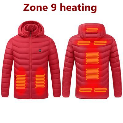 Men Winter Warm USB Heating Jackets Smart Thermostat Pure Color Hooded Heated Clothing Waterproof Warm Jackets