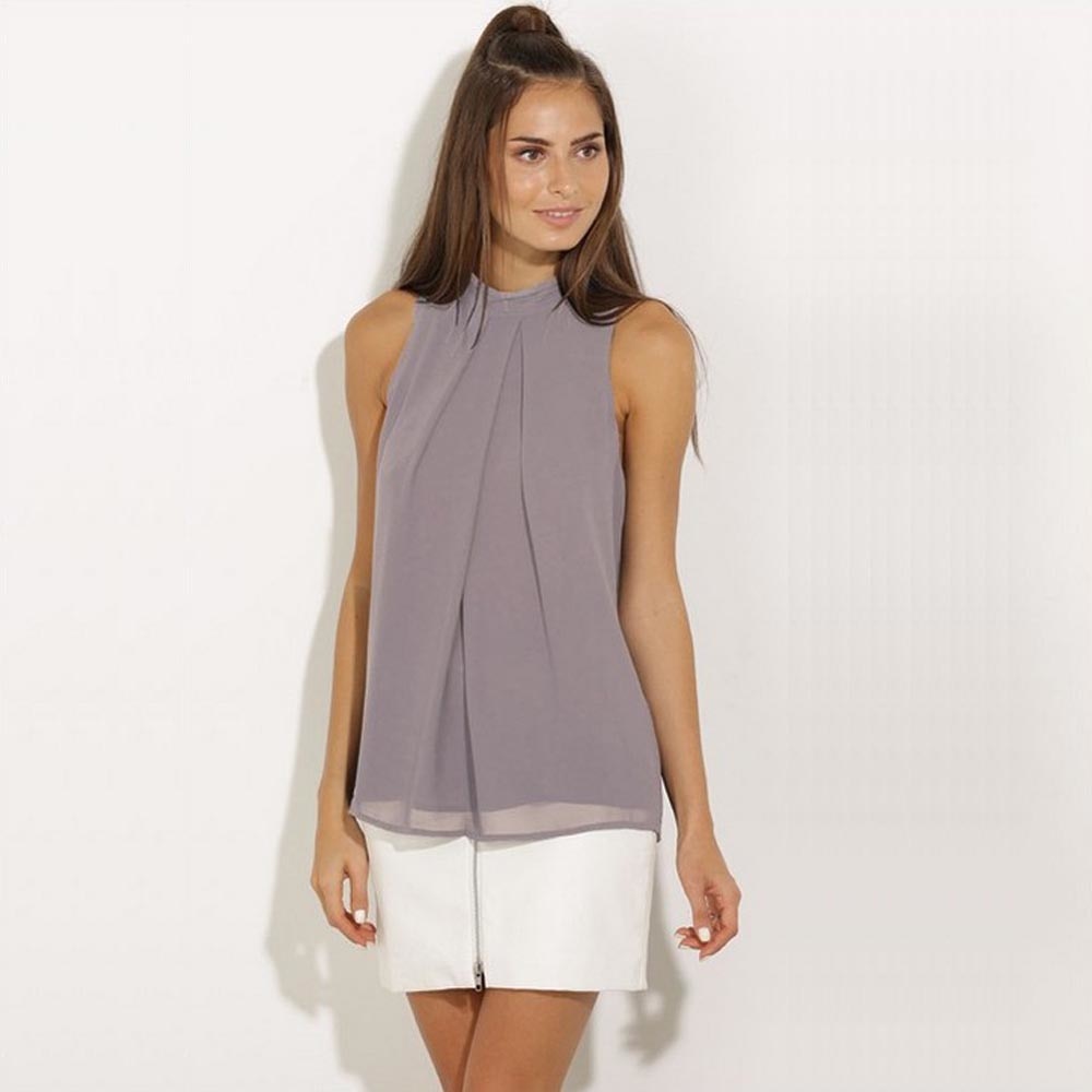 Halter Sleeveless Chiffon Blouse Shirt Womens Tops and Blouses Ladies Tops Blusas Mujer Blusa Feminina Plus Size Women Shirts
