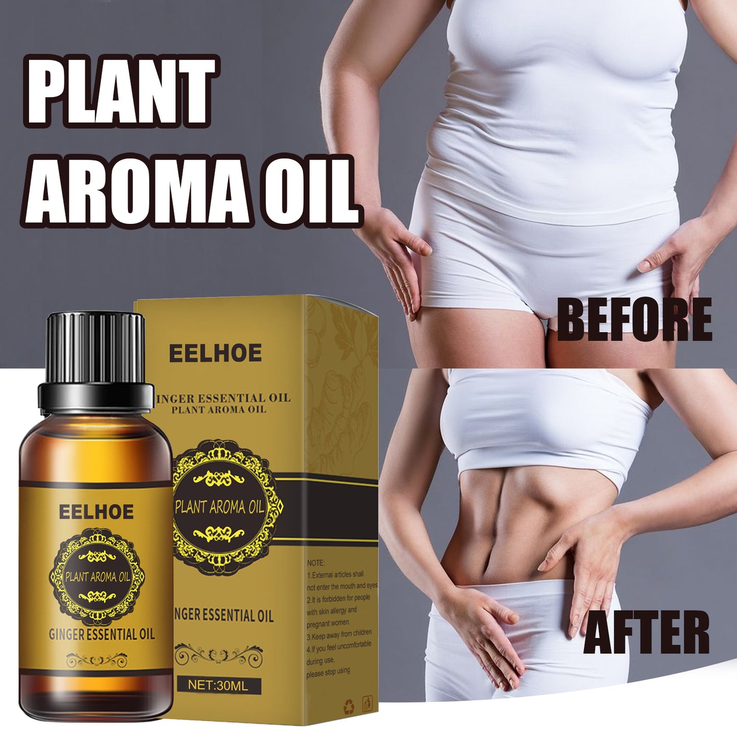 EELHOE Ginger Essential Oil Tightens Skin, Highlights Body, Gently Moisturizes And Nourishes Daily Body Massage Essential Oil