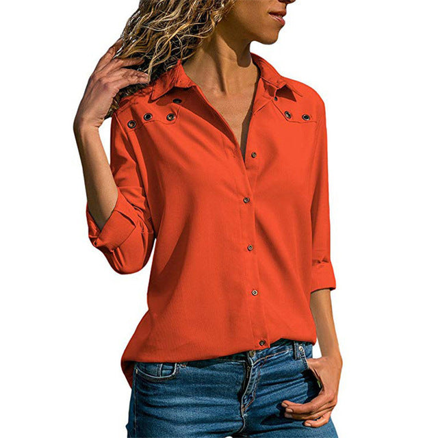 Women Tops Blouses Autumn Elegant Long Sleeve Blouse Shirt Turn Down Collar Chiffon Blouse Office Shirts Blusas Camisa