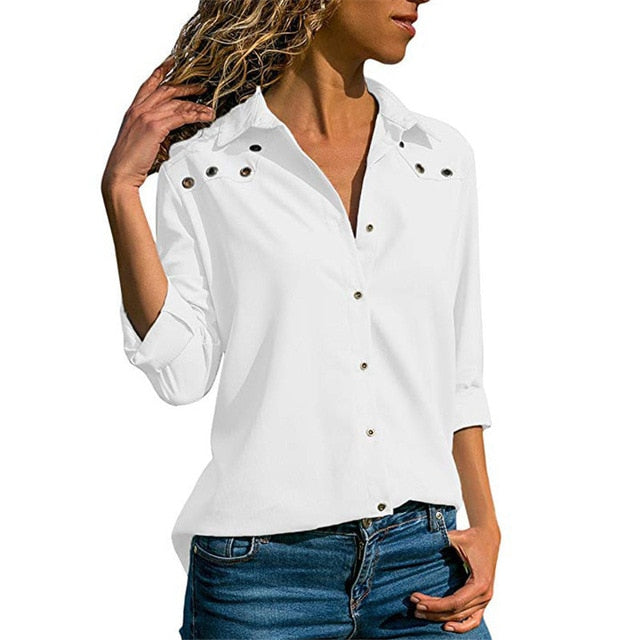 Women Tops Blouses Autumn Elegant Long Sleeve Blouse Shirt Turn Down Collar Chiffon Blouse Office Shirts Blusas Camisa