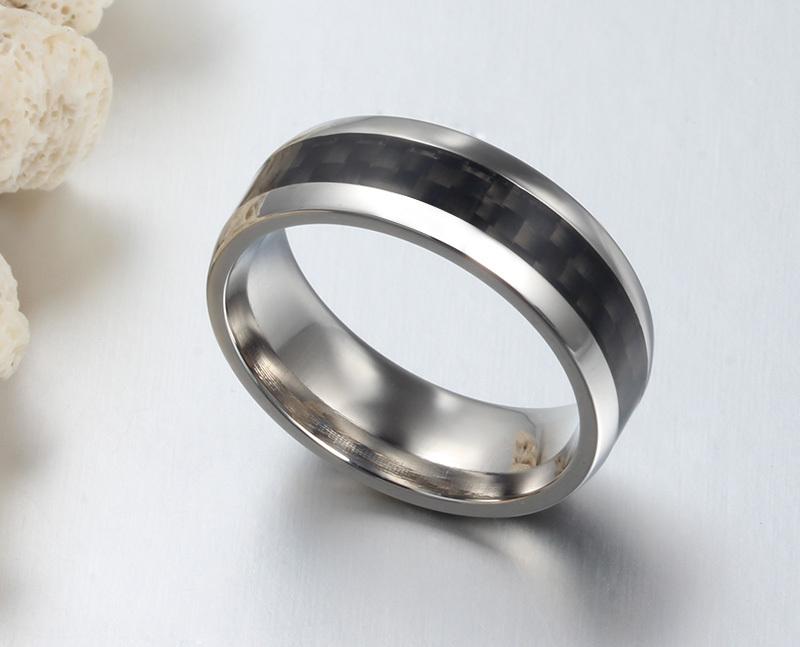 Vnox men ring carbon fiber jewelry