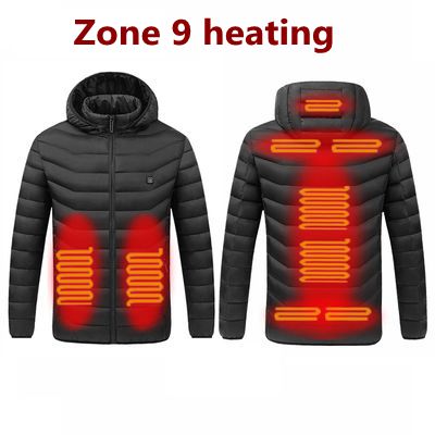 Men Winter Warm USB Heating Jackets Smart Thermostat Pure Color Hooded Heated Clothing Waterproof Warm Jackets