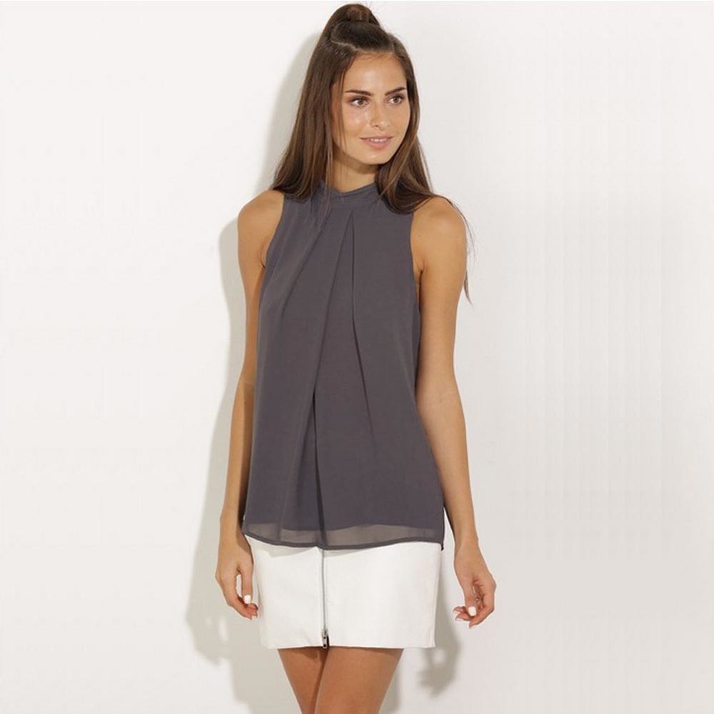 Halter Sleeveless Chiffon Blouse Shirt Womens Tops and Blouses Ladies Tops Blusas Mujer Blusa Feminina Plus Size Women Shirts