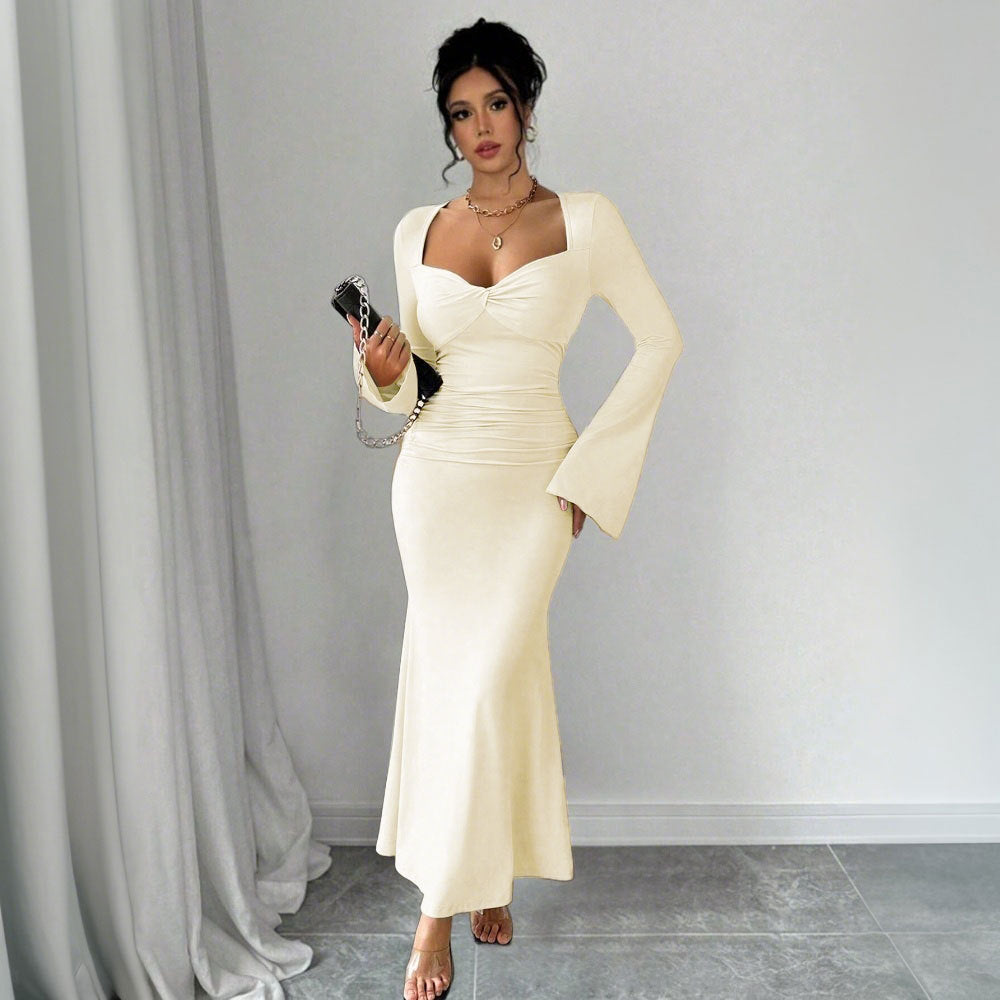Women's high cold imperial style dress with a high-end feel long skirt