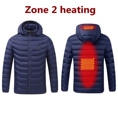 Men Winter Warm USB Heating Jackets Smart Thermostat Pure Color Hooded Heated Clothing Waterproof Warm Jackets