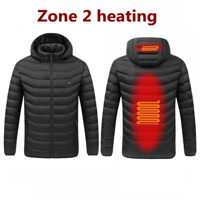 Men Winter Warm USB Heating Jackets Smart Thermostat Pure Color Hooded Heated Clothing Waterproof Warm Jackets