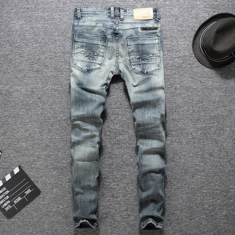 Balplein Brand Classical Italian Designer Men Jeans High Quality Slim Fit Cotton Ripped Jeans Homme Plus Size 29-38.