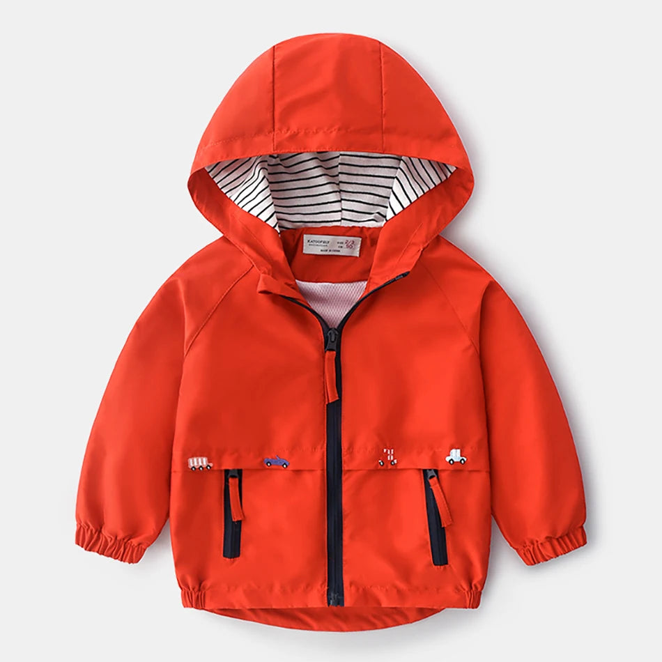 Toddler Winter Jacket With Fleece, Hood and Pocket. Zipper Front Windbreaker Style