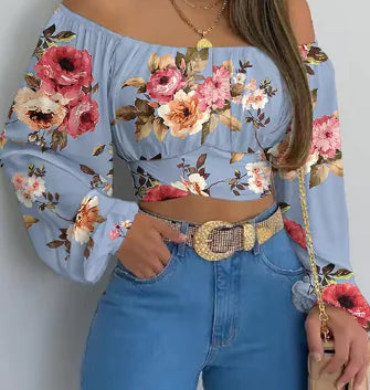 Women's Off Shoulder Blouses w/ printed assortment