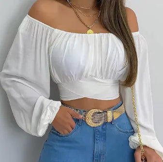 Women's Off Shoulder Blouses w/ printed assortment