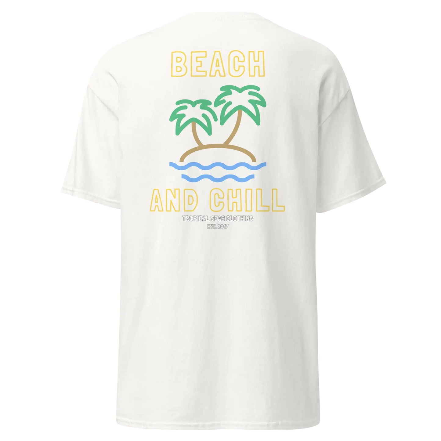Beach and Chill Tee with palm tree embroidery