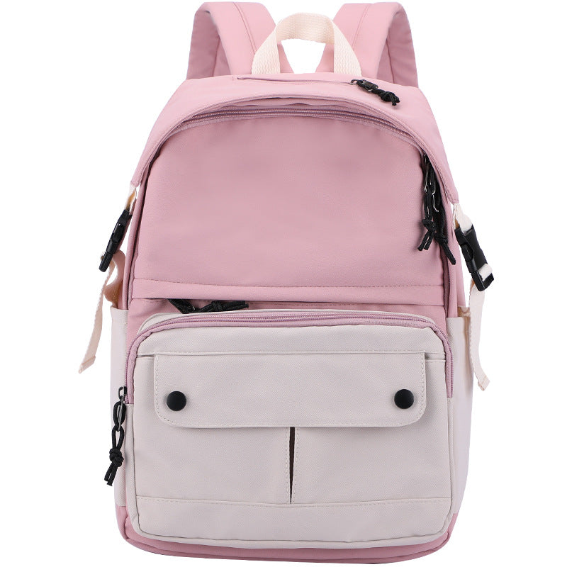 New in style backpack canvas high school student schoolbag small fresh contrast color junior high school student backpack