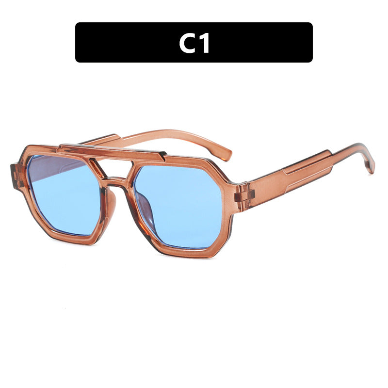 New personalized double beam polygonal sunglasses, pilot sunglasses, and trendy sunglasses