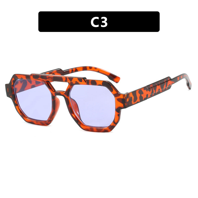 New personalized double beam polygonal sunglasses, pilot sunglasses, and trendy sunglasses