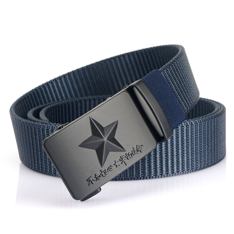 New Men's Canvas Automatic Buckle Smooth Buckle Wide Belt Men's Casual Nylon Jeans Wide Belt Pants for Men