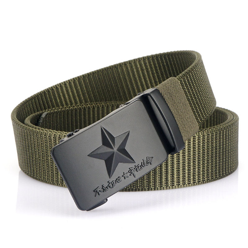 New Men's Canvas Automatic Buckle Smooth Buckle Wide Belt Men's Casual Nylon Jeans Wide Belt Pants for Men