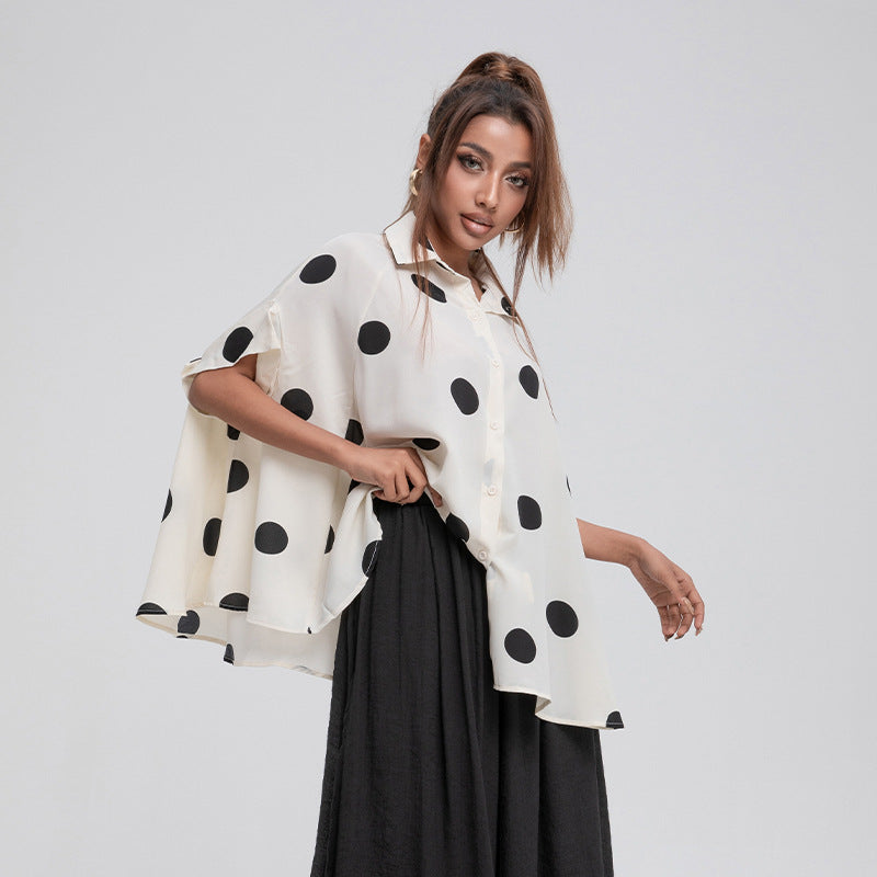 Ruffled Shirts Women's Design Sense Niche Tops Chiffon Shirts Summer Shirts Short Sleeve Clothing
