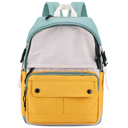 New in style backpack canvas high school student schoolbag small fresh contrast color junior high school student backpack