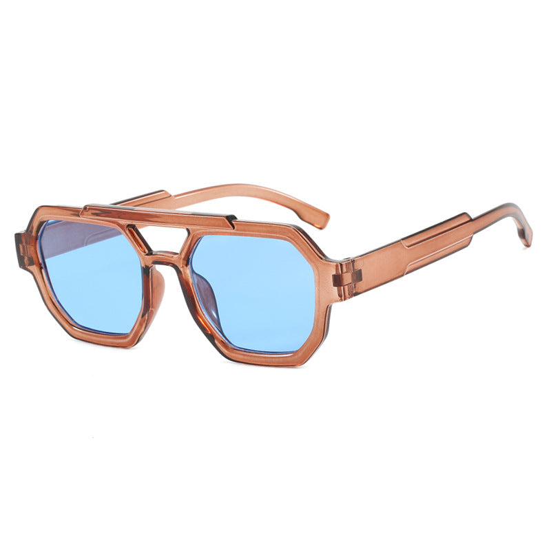 New personalized double beam polygonal sunglasses, pilot sunglasses, and trendy sunglasses