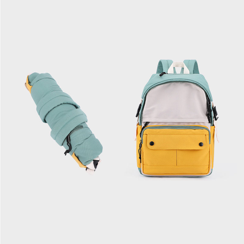 New in style backpack canvas high school student schoolbag small fresh contrast color junior high school student backpack