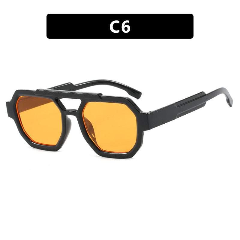 New personalized double beam polygonal sunglasses, pilot sunglasses, and trendy sunglasses