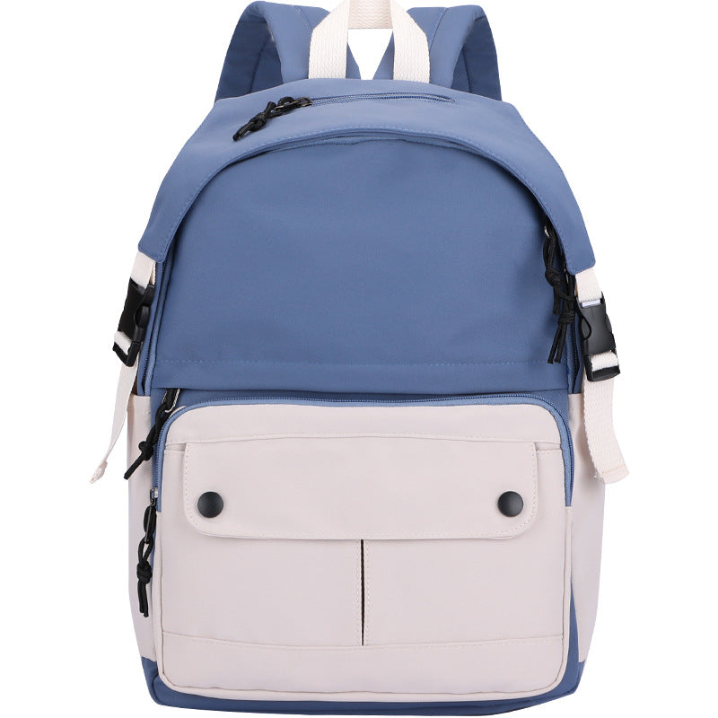 New in style backpack canvas high school student schoolbag small fresh contrast color junior high school student backpack