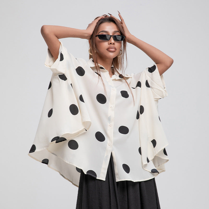Ruffled Shirts Women's Design Sense Niche Tops Chiffon Shirts Summer Shirts Short Sleeve Clothing