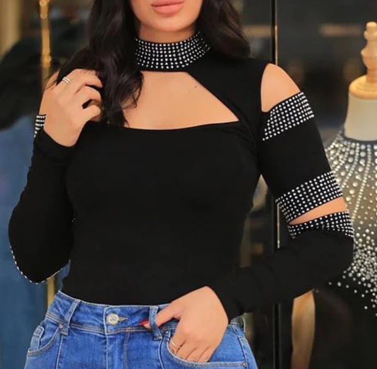 Noir Shine Off-Shoulder Top